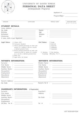 personal data sheet ust|Post Grad Online PDS : University of Santo Tomas.